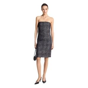 Michael Kors Glen Plaid Strapless Tweed Sheath Dress Wool Blend Size 6